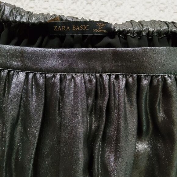 NWT Zara Metallic Gray Midi Skirt Size M - Picture 3 of 11